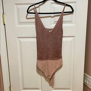 Stylish Free People Body Suit in Rose Quartz